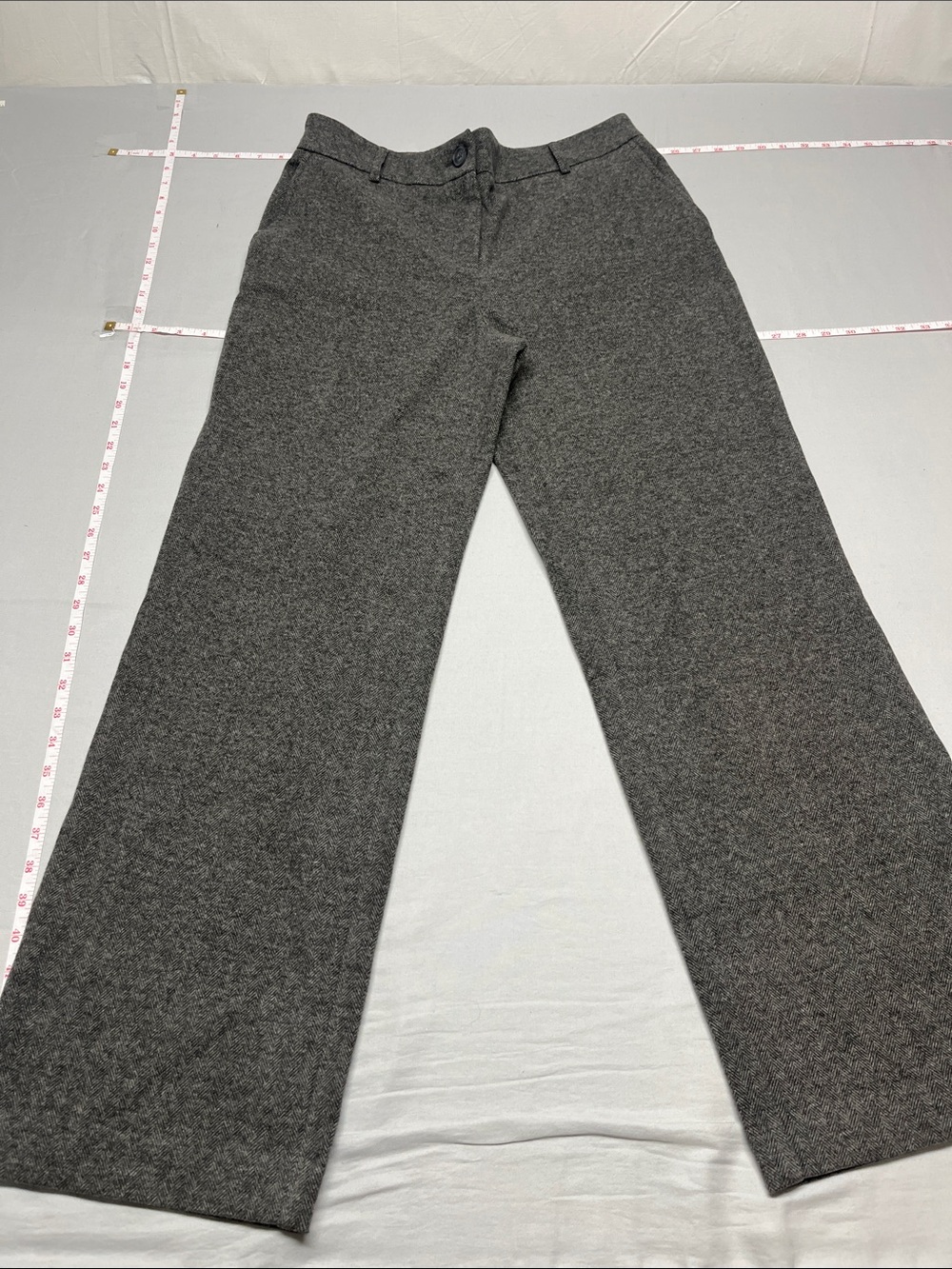 Hilary Radley Charcoal Gray Wide-Leg Trousers.  Herringbone pattern Size 8 - Picture 4 of 9